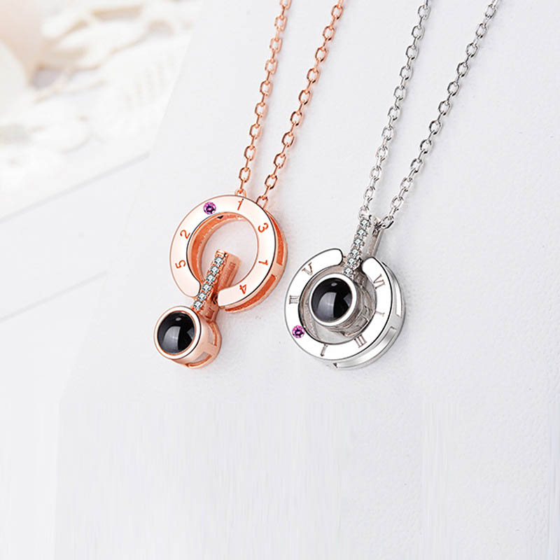 

Necklace Chain 100 Languages I Love You Projection Pendant Romantic Wedding Gift Jewelry H9