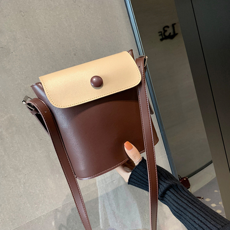 

Ladies Solid Color Bucket Bag Female Crossbody Bags For Ladies Leisure Bags Women's Fashion Pu Leather Bucket Bag, Black