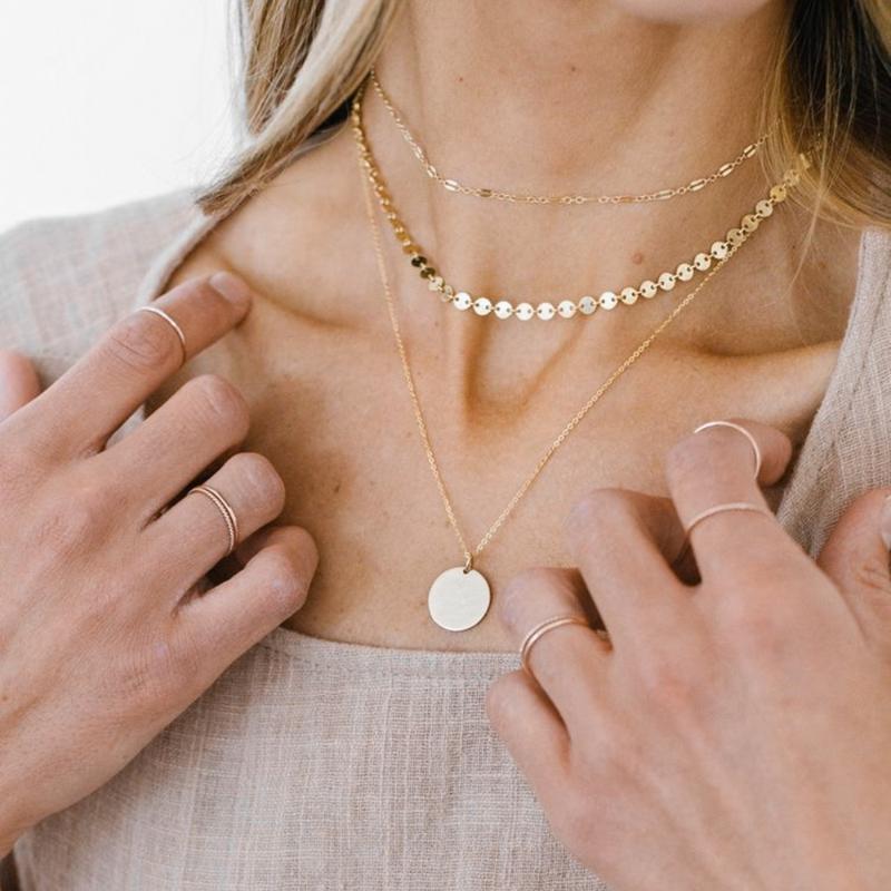 

Fashion Dainty Initial Necklace Gold Color stainless steel Choker Necklace For Women Pendant Jewelry Gift