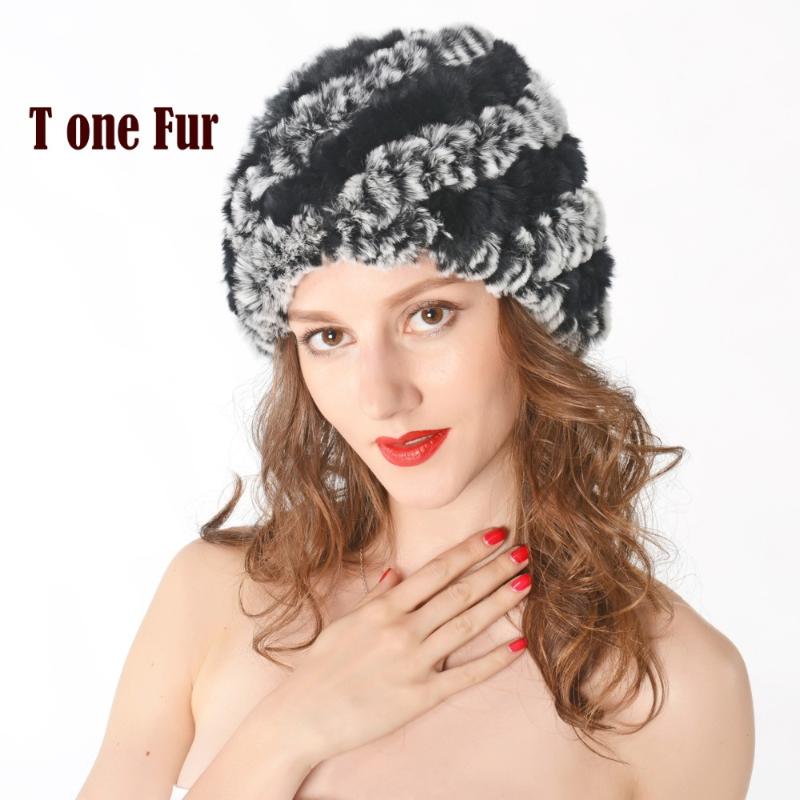 

New HOT SELL Women's Fashion Real Knitted Rex Fur Hats Lady Winter Warm Charm Beanies Caps Free Shipping KNT536, White