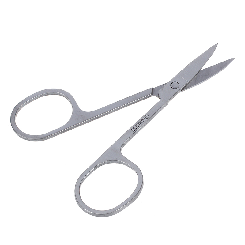 

Ladies Curved Edge Eyebrow Hair Scissor Silver Tone Makeup Tool