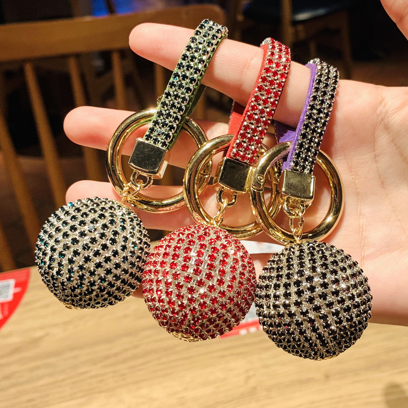 

New Luxury Rhinestone Ball KeyChain Quality Simple Bag Key Ring Shining Handmade Key Chain Charm Accessories Gift For Men Women