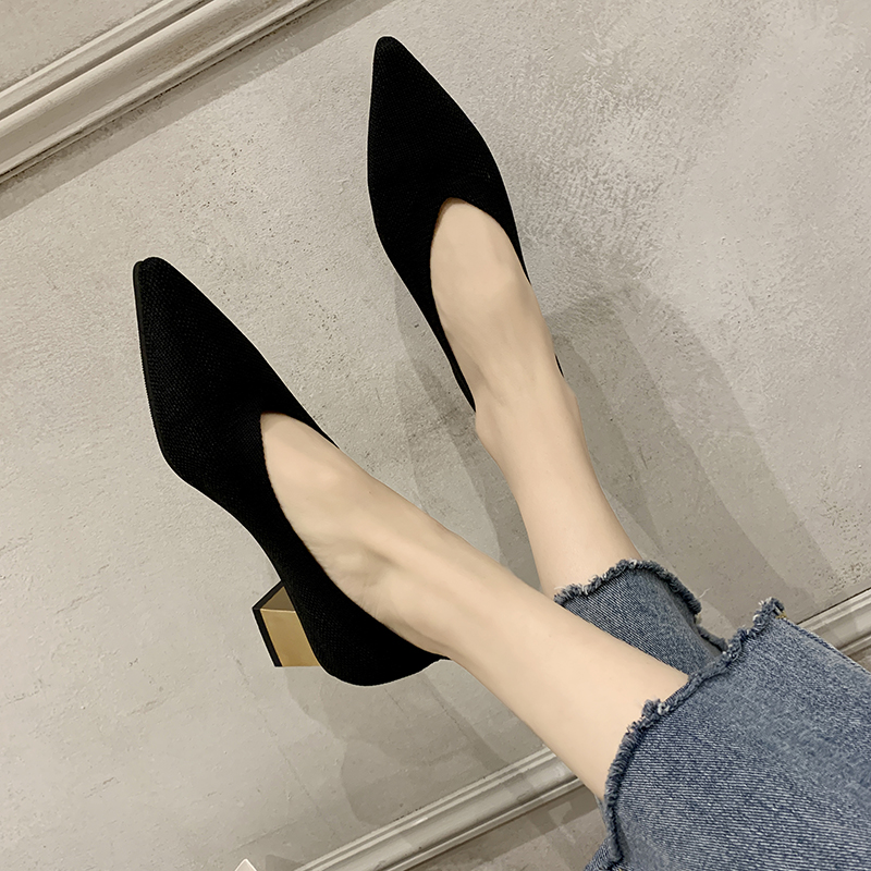 

2020 Fashion Knitting Women Pumps Sexy Fine Heel High Heels Shoes Point Toe Party Wedding Pump Drop Shipping 35-39