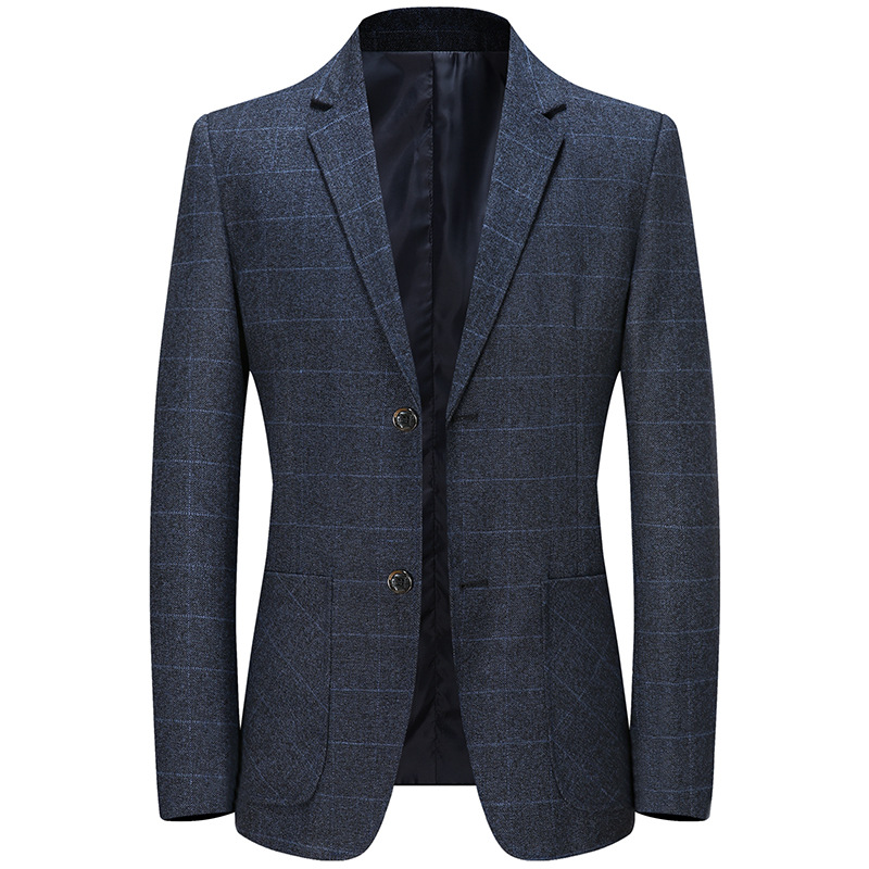

JUSTAR Men's business casual suit Plaid no iron anti wrinkle suit coat, Dark grey