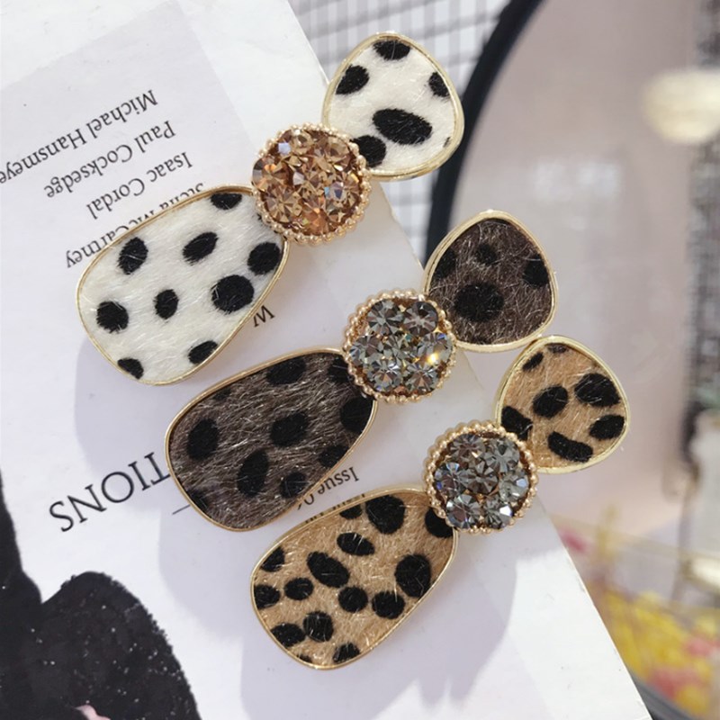 

Autumn new hair accessories women's horse leopard pattern inlaid Czech diamond super flash duckbill clip hairpins girl's hairpin
