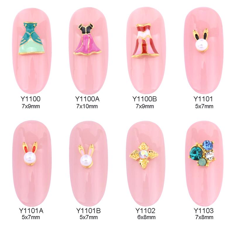 

10pcs dress nails decorations new arrive metal nail art 3d strass nailart crystals flower nail jewelry decor Y1100~1103