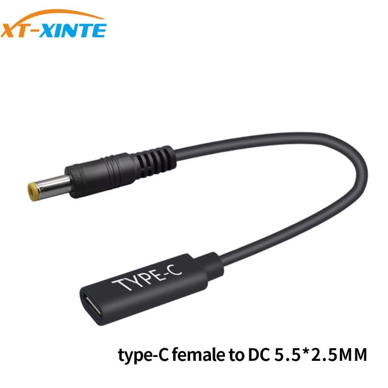 

USB Type C Female to DC 5.5*2.5 5.5*2.1 Male Power Charing Cable 15cm 65W PD Emulator Trigger Notebook Charger Adapter Connector