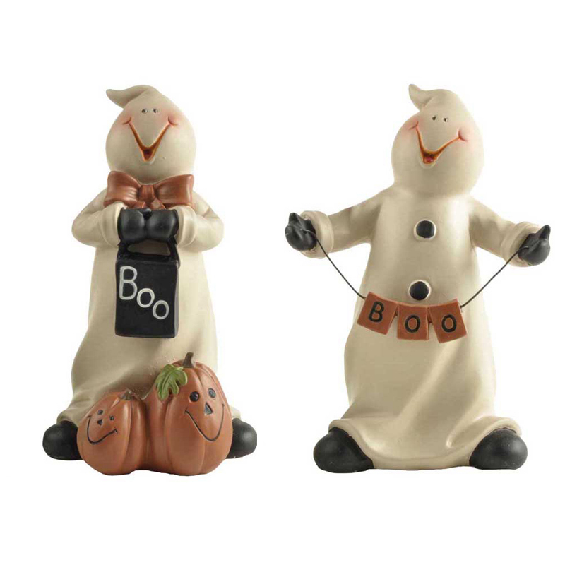 

Artisan Flair Painted 4.7" Tall Funny Pumpkin Ghost Figurine For Halloween Indoor Decorations