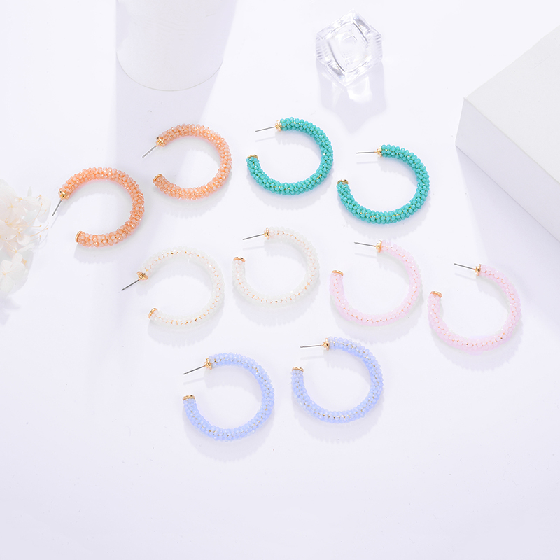 

Big Circle Newful Resin Beads Hoop Earrings For Women New Alloy Round Female Earring Fashion Jewelry aros mujer oreja