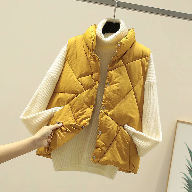

New 2020 Autumn Winter Women Cotton Vest Sleeveless Jacket Soft Warm Waistcoat Plus Size 2xl Female Outwear Vests, Beige