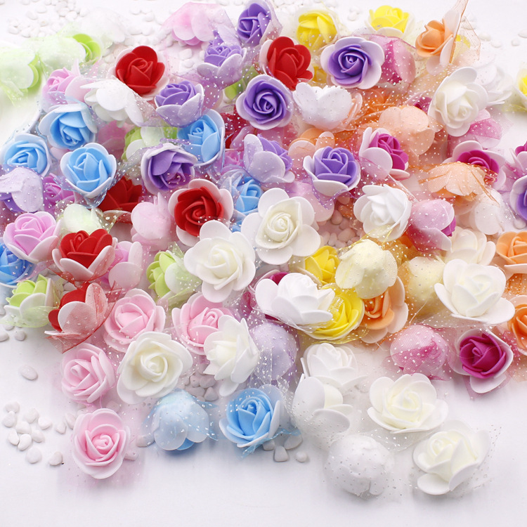 

50/100/200pcs PE Foam Rose Heads Artificial Flowers DIY Wreaths for Home Garden Wedding Decoration Scrapbook Artificial Flowers, Beige