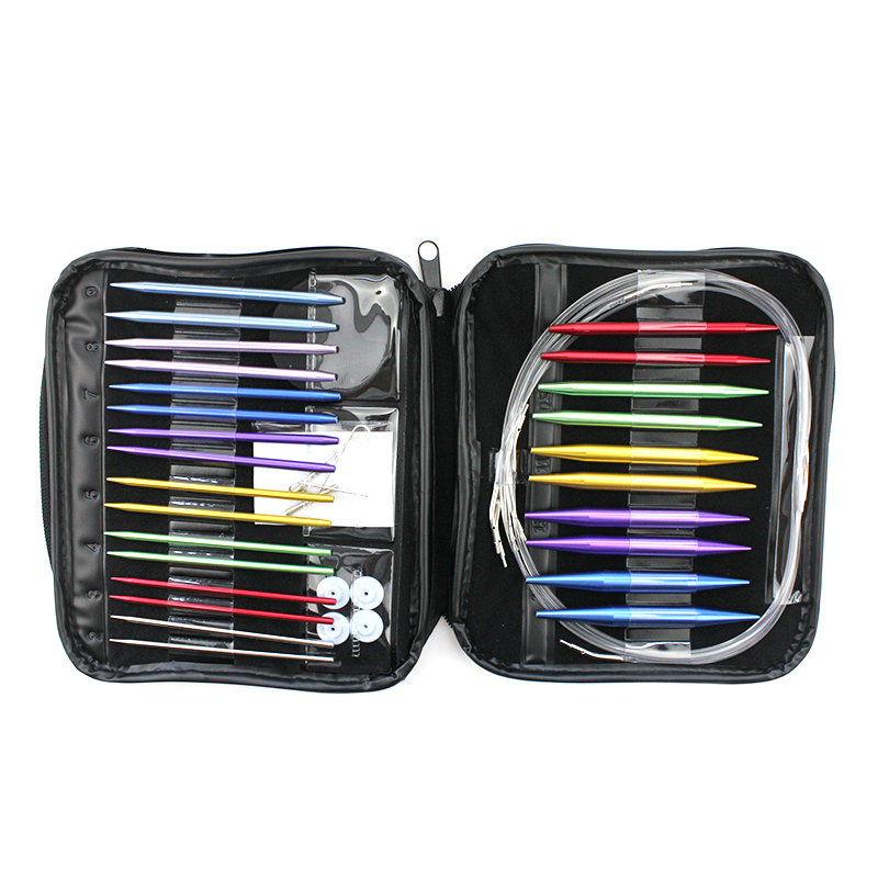 

Aluminum Interchangeable Circular Knitting Needles Set For Crochet Patterns and Yarns