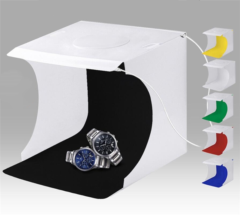 

Mini Photo Studio Box Photography Backdrop Built-in Double row Light Photo Box Little Items Photography Box Studio Accessories by UPS
