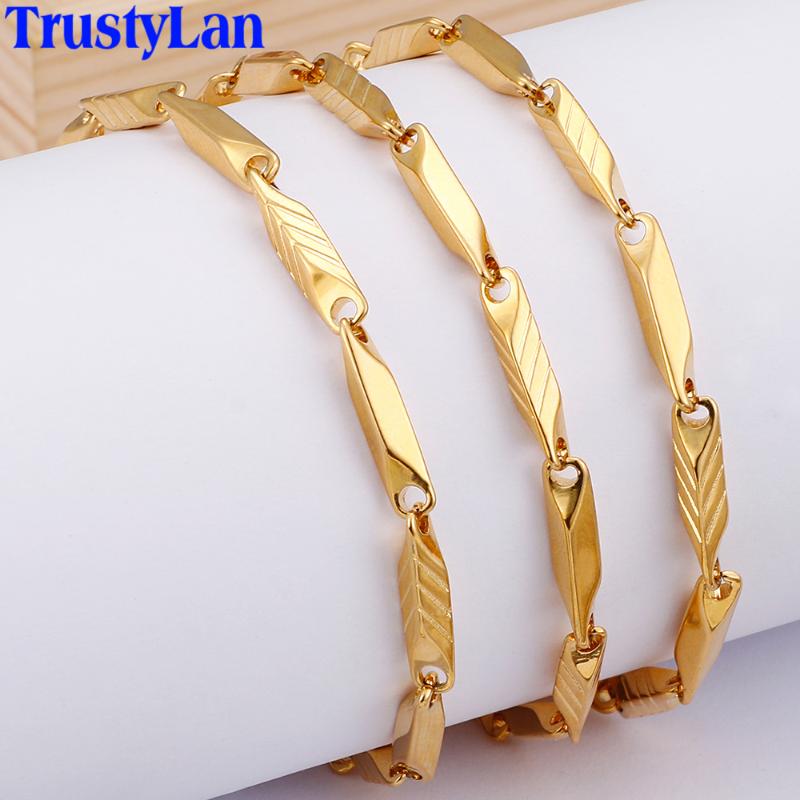 

Men's Bamboo Link Chain Gold Stainless Steel Long Necklace Male Mens Massive Jewelry Accessories Gift Jewelry Present For Man