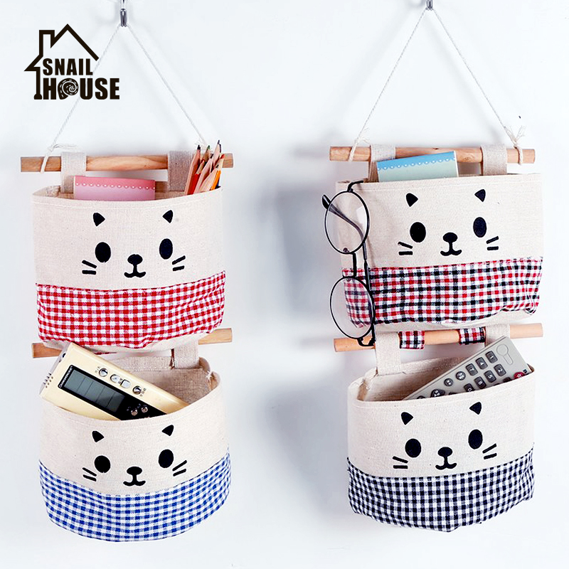 

Cartoon Hanging Storage Bag Cotton Linen Wardrobe Wall haning Organizer Pouch Cosmetic Toy Household Multifunction Storage Bag, Redgizi