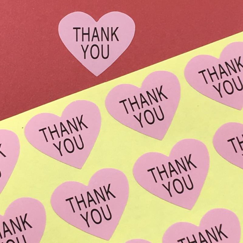 

Paper Sticker Labels Heart shaped "Thank you" seal stickers for handmade products DIY packaging labels Self-Adhesive Sticker