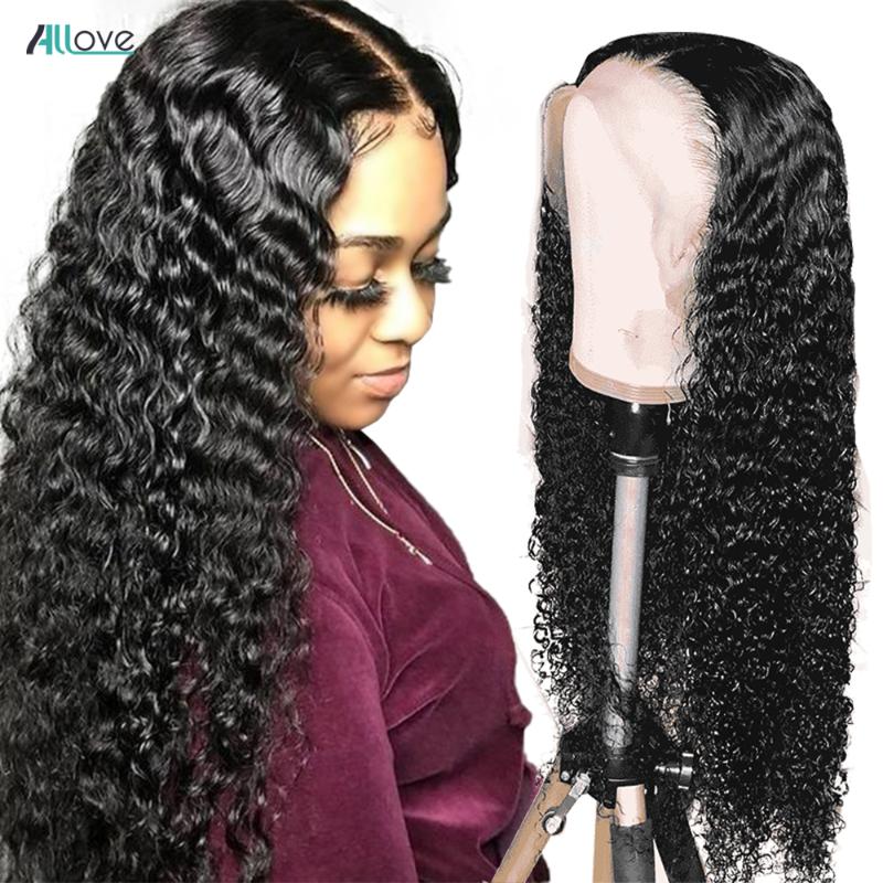 

Allove Deep Wave Wig Lace Front Human Hair Wigs For Women Pre Plucked Brazilian Lace Part Wig Middle Part Human Hair Wigs, As pic