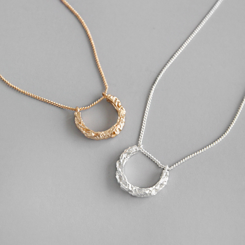 

Real 925 Sterling Silver Semicircle Pendant Choker Necklace For Fashion Women Party Fine Jewelry Cute 2020 Accessories Gift