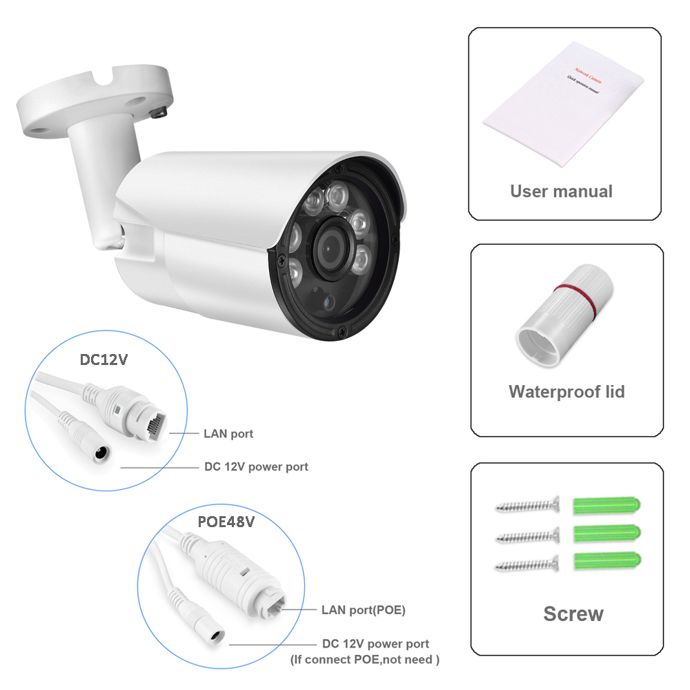 

IP Camera H.265+ 3MP Hi3516EV200 1/2.9" SC4239 ONVIF Audio night vision Metal Outdoor CCTV Security Video Camera POE48V/DC12V