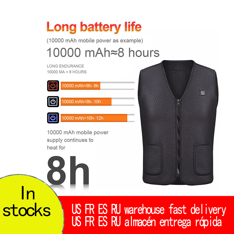 

Men and Women heated vest Outdoor USB Heating Vest Jacket Winter Electric Thermal Clothing Waistcoat Fishing Hiking Warm Clothes, Black