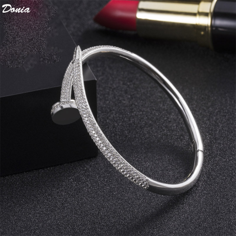 

Donia jewelry luxury bangle European and American fashion exaggerated classic big nails copper micro-inlaid zirconia designer bracelet gift