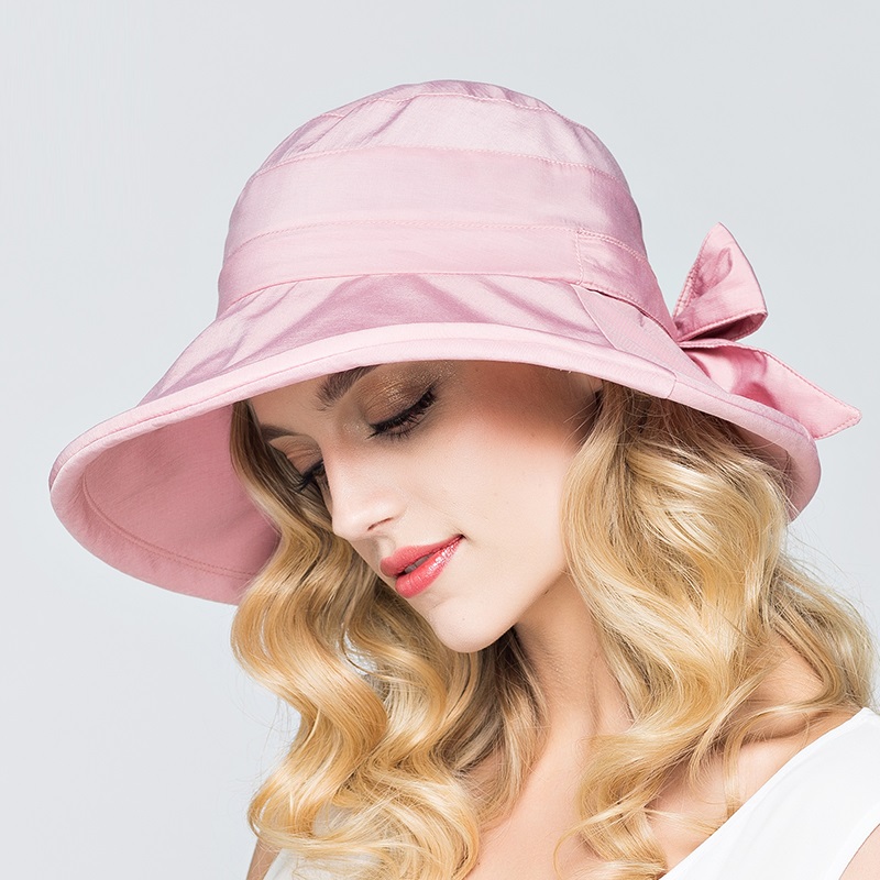 

Lady Bowknot 5 Color Sun Hat Women Fashion Outdoor Sun Cap Female Summer Anti-Uv Cap Women Cotton Shade Wide Brim B-3709, Red
