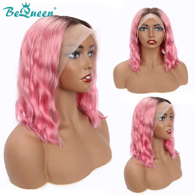 

BeQueen Body Wave Bob Wig Lace Front Human Hair Wigs Glueless Colored Human Hair Wigs Brazilian Pink Lace Front For Women, 1b purple