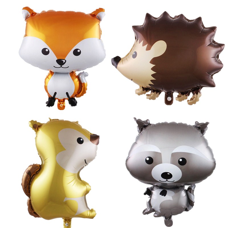 

1pcs Large Jungle Hedgehog Raccoon Balloons Cartoon Animal Aluminum Helium Balloon Birthday Party Decor Classic Toys