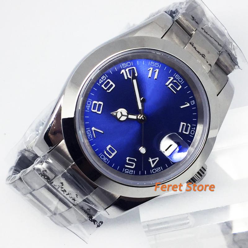 

BLIGER 2020 new 39mm top Stainless steel Polished Men Wristwatch Sterile blue dial Sapphire Glass Automaton movement mens watch, Black style