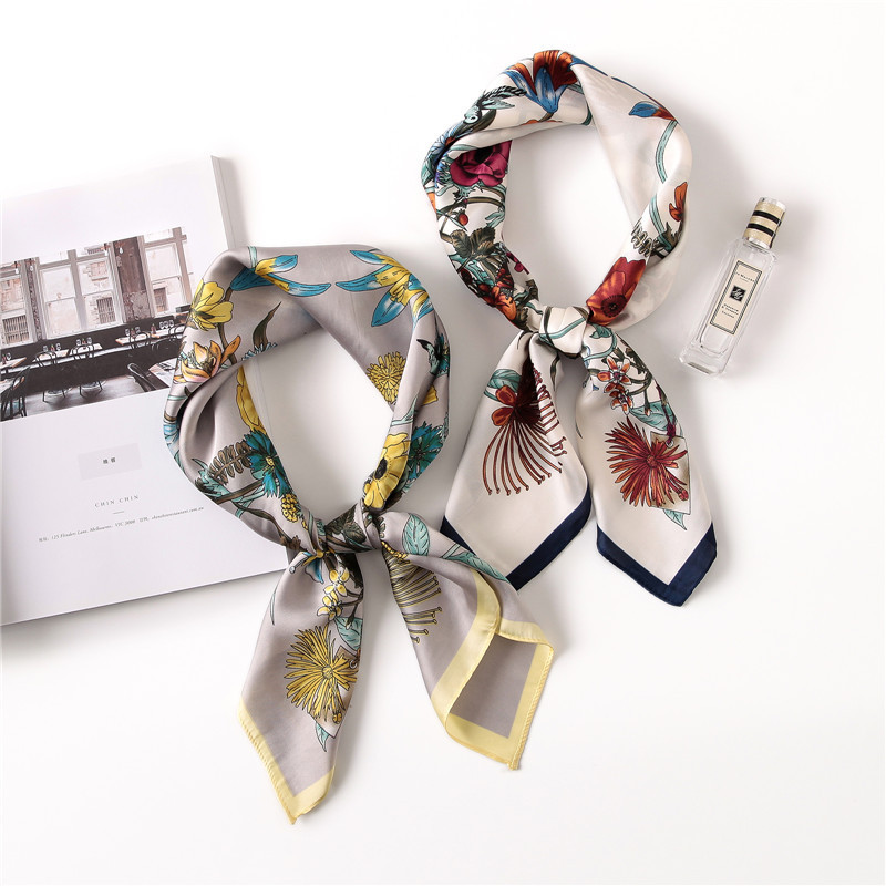 

2020 spring autumn silk scarf lady Sunscreen luxury shawl women's quality Square silk scarves Fashion beach printed headscarf