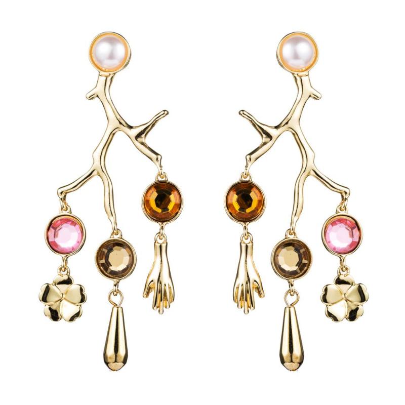 

Novelty Design Alloy Hand Crystal Geometric Dangle Earrings Fashion Girls' Trendy Statement Jewelry Party Ear Accessories