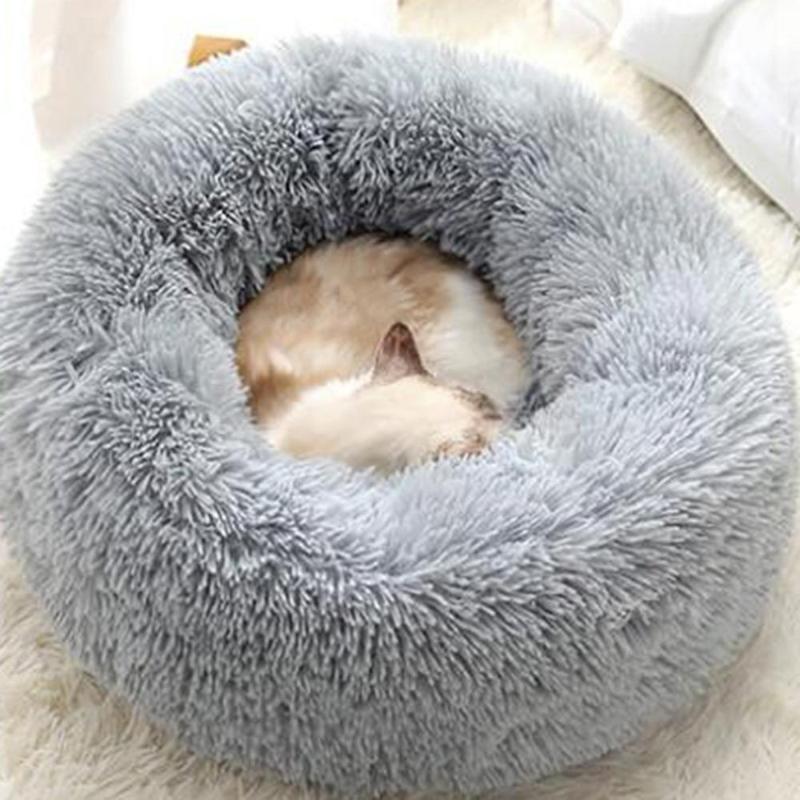 

Round Cat Bed House Soft Long Plush Pet Kennel Dog Bed Basket Pet Supplies Cushion Washable Cat Large Mat Animals Sofa