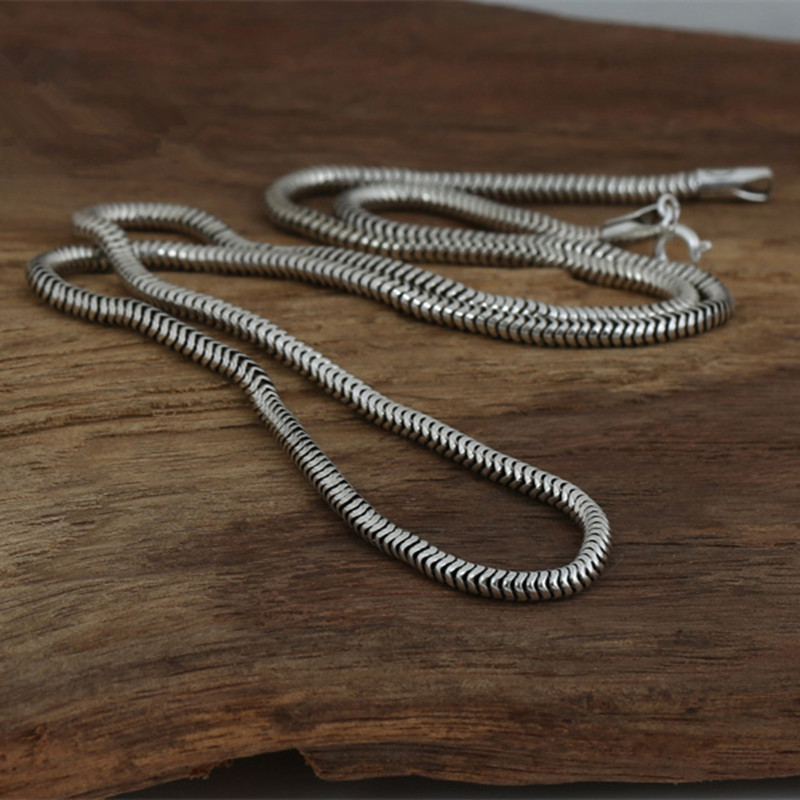 

21g 925 Sterling Silver Jewelry Necklace 3MM Thickness Chain Men Gift Thai Silver Long&Choker Fashion Necklace
