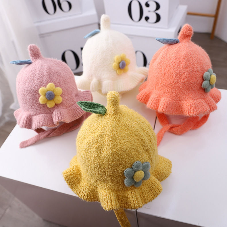 

Children's Thick Warm Hat Embroidered bear autumn new baby hats cartoon beanie caps