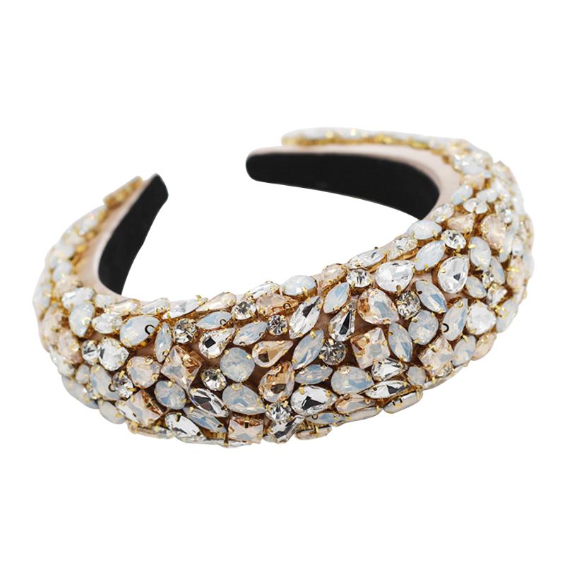 

Women Party Wide Edge Bridal Hair Accessories Baroque Headwear Artificial Velvet Padded Rhinestone Headband Soft Shiny Wedding