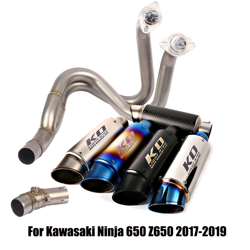

For Ninja 650 Z650 Versys 650 2020-2020 Exhaust Front Header Pipe Middle Link Tube Escape Muffler Tips 51mm Slip On