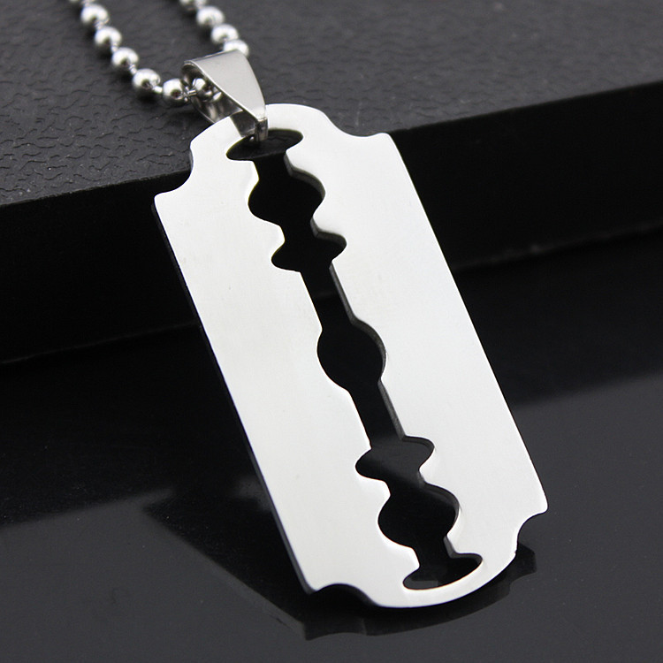 

5pcs Stainless Steel Razor Blades Pendant Necklaces Men Steel Male Shaver Shape Necklace geometric Wife gift