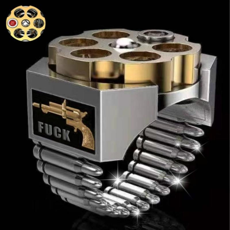 

FDLK NEW Personality Design Nano Craft Death Revolver Rings Revolver Roulette Jewelry Men's Boyfriend Anniversary Gift