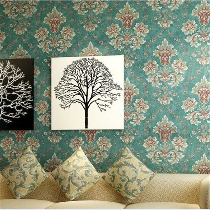 

WELLYU Continental 3D embossed non-woven wallpaper papel de parede Damascus wallpaper living room bedroom backdrop, 75056