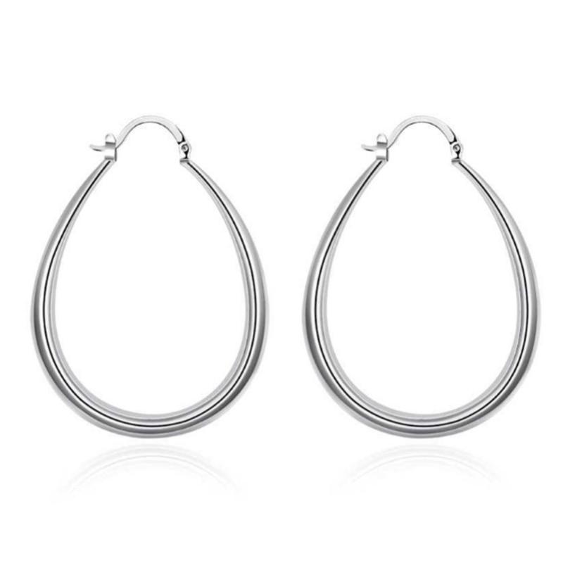 

Trendy Silver Color Hoop Earrings Fashion Waterdrop Earrings For Women Big Geometric Jewelry 2020