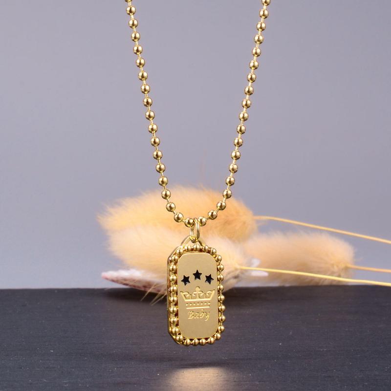 

Necklace for Women Girl Kids Fashion Gold Bead Chain Retro Necklace Clavicle Chain Titanium Steel Gold Plated