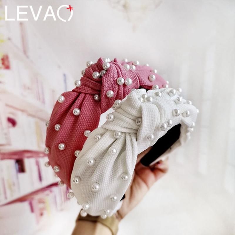 

Levao Muti-color Simple Fabric Pearls Hairbands for Women Solid Cloth Plastic Wide-edged Headbands for Girls Party Headpiece