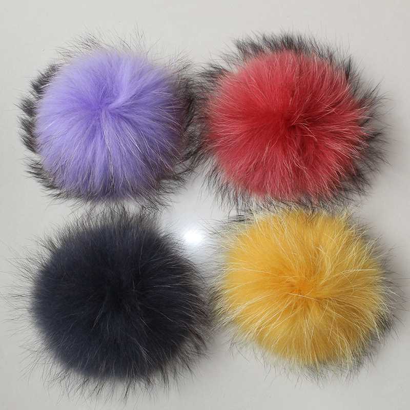

DANKEYISI Real Fur Pompoms 13cm 15cm Raccoon Fur Pom Poms Balls Natural Pompon For Knitted Skullies Hats Bag