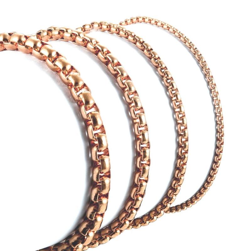 

Width 2mm/3mm/4mm/5mm/ Rose Gold Stainless Steel Necklace High Quality Round Box Chain Men's Necklace Wholesale Jewelry