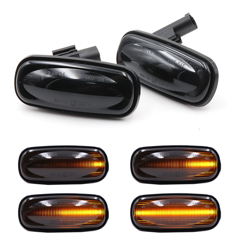 

2X Amber Dynamic Flowing LED Side Marker Light For Discovery 2 1999-2004 Defender Freelander 1 2002-2005, As pic