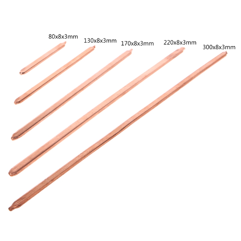

80/130/170/220/300mm Pure Copper Tube Flat Heatsink Cooler For Laptop Notebook 95AD