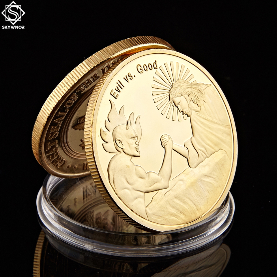 Justice Jesus Against Evil Satan Christian Craft In God We Trust 1oz Plated Metal Challenge Coin-image-581606112