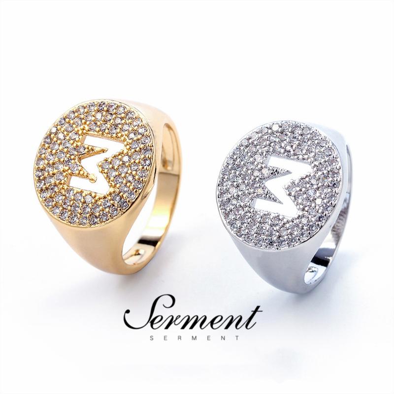 

SERMENT European Hot Sale Fashion Letter Rings for Women Girls Party Wedding Fashion Gilded Jewelry Finger Accessories