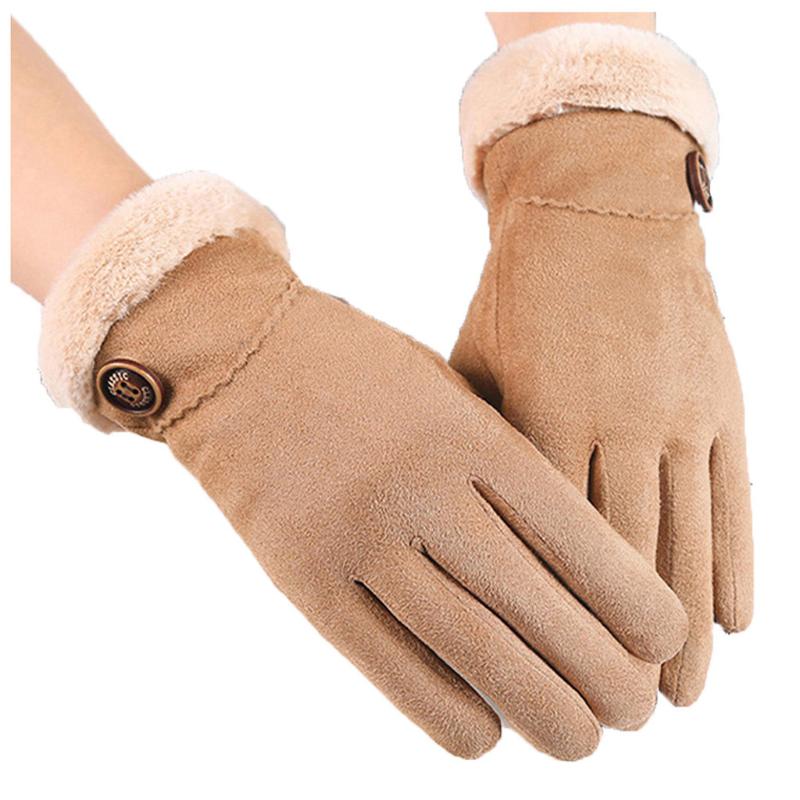 

Women Winter Keep Warm Snow Sports Windbreak Riding Anti-skid Outdoor Gloves Thick Plush TrimLuvas De Inverno Para Mulher