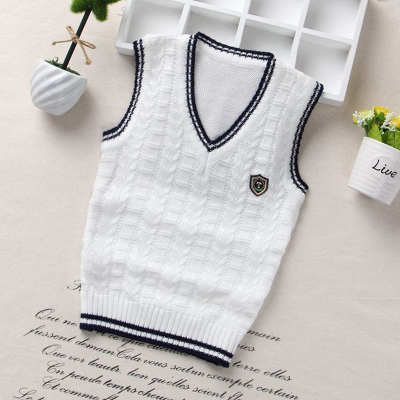

School Uniform Vest Boys Knitted Sweater Coat For Girls Clothes Baby Soft Cotton Jacket Vest Warm Outwear Infant Autumn&Winter